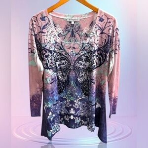 Women’s Butterfly Top with Rhinestones Size L